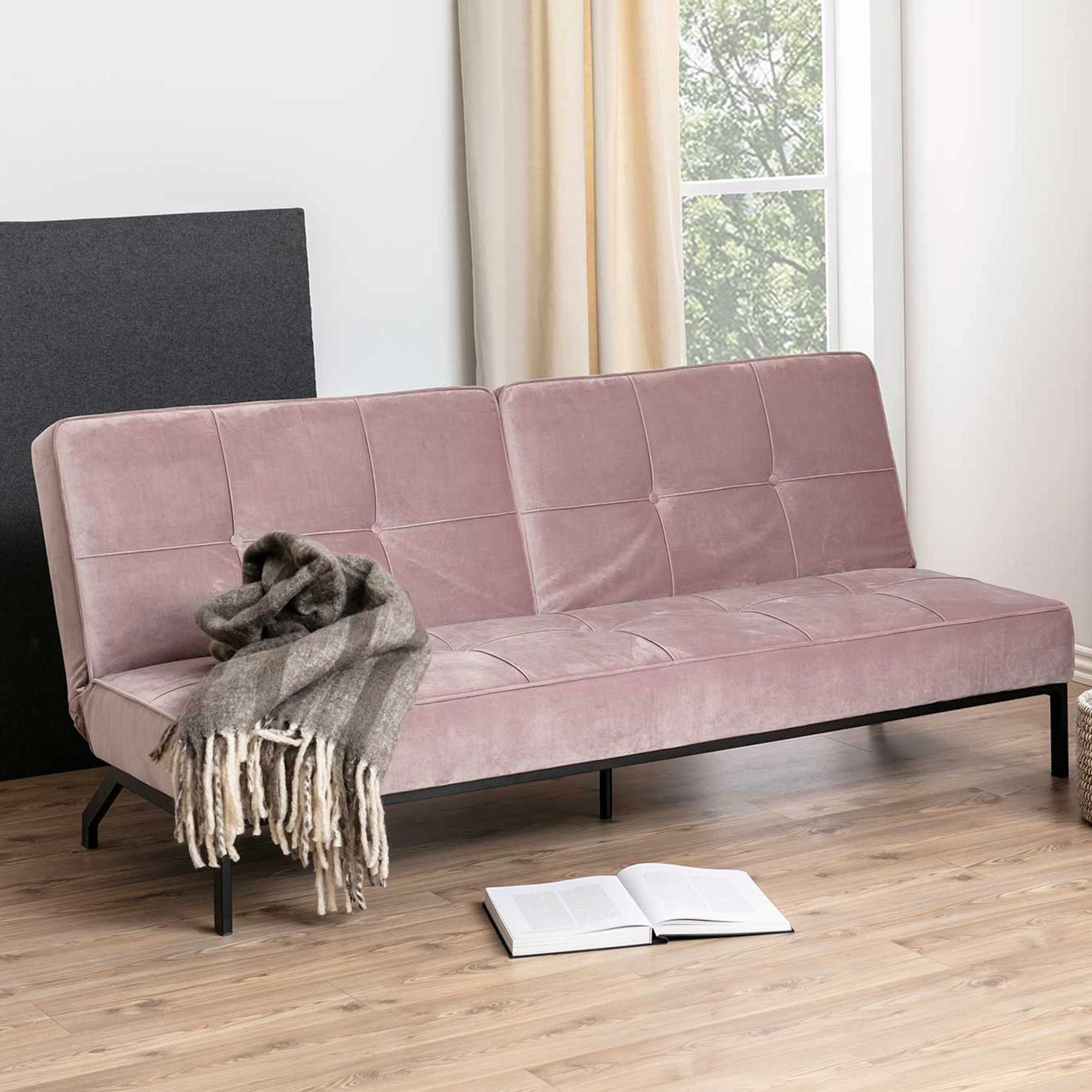 Canapé-lit Giovanni - Vieux Rose/noir 1 Canapé-lit Giovanni - Vieux Rose/noir