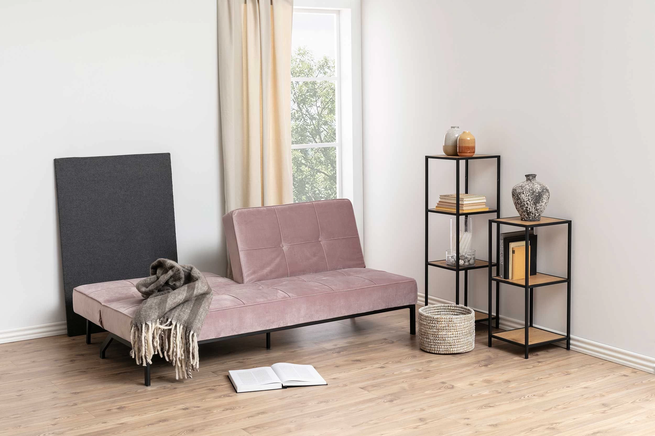 Canapé-lit Giovanni - Vieux Rose/noir 7 Canapé-lit Giovanni - Vieux Rose/noir – Image 7