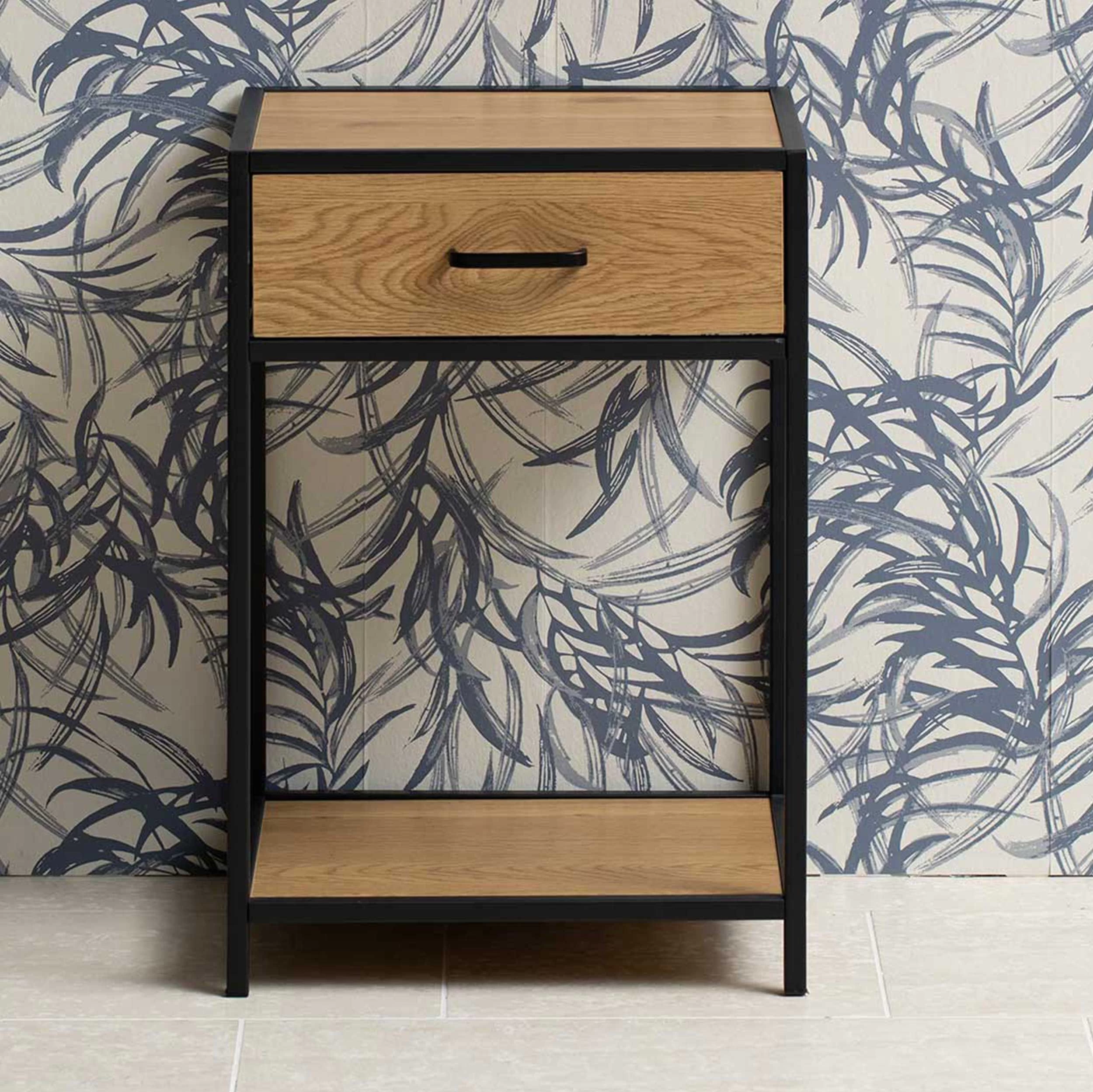 Table De Chevet Dover 1 Tiroir - Noir/chêne Sauvage 1 Table De Chevet Dover 1 Tiroir - Noir/chêne Sauvage