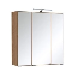 Armoire De Toilette Bobbi 60cm Modèle 2 3 Portes & Eclairage LED - Chêne