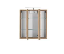 Armoire De Toilette Bobbi 60cm Modèle 2 3 Portes & Eclairage LED - Chêne -Magasin De Meubles 003.1.0081 2 8160