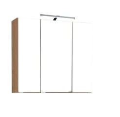 Armoire De Toilette Bobbi 70cm Modèle 2 3 Portes & Eclairage LED - Chêne