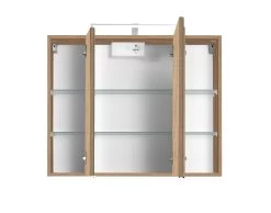 Armoire De Toilette Bobbi 90cm Modèle 2 3 Portes & Eclairage LED - Chêne -Magasin De Meubles 008.1.0081 2 f09b