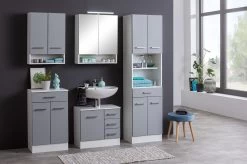 Armoire Murale Ricca 50cm 2 Portes - Blanc/gris Clair -Magasin De Meubles 015.2034 3b 372b