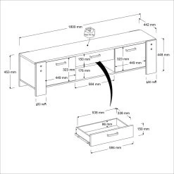 Meuble TV Vienna 180cm Industriel - Gris -Magasin De Meubles 0197bat2 picto mm 1 6e30