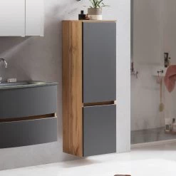 Colonne Kornel/Luna 40cm 2 Portes - Chêne/gris Mat