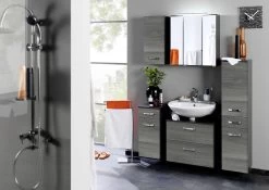 Meuble Sous Lavabo Bobbi 60cm 1 Porte Et 1 Tiroir à Fermeture Douce - Graphite/chêne Gris -Magasin De Meubles 058.1.2163 3 31bc