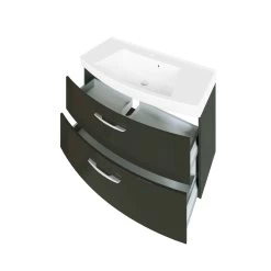 Meuble Vasque Florent Courbé 100cm 2 Tiroirs - Graphite/gris Brillant -Magasin De Meubles 061.1.3135 3 9e77