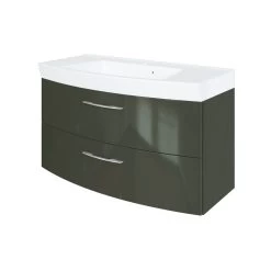 Meuble Vasque Florent Courbé 100cm 2 Tiroirs - Graphite/gris Brillant -Magasin De Meubles 061.1.3135 41bf