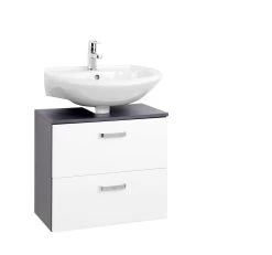 Meuble Sous Lavabo Bobbi 60cm 1 Porte Et 1 Tiroir - Graphite/blanc Brillant -Magasin De Meubles 088.1.2134 1a fc81