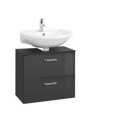 Meuble Sous Lavabo Bobbi 60cm 1 Porte Et 1 Tiroir - Graphite/gris Brillant -Magasin De Meubles 088.1.2161 1a 5290