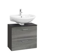 Meuble Sous Lavabo Bobbi 60cm 1 Porte Et 1 Tiroir à Fermeture Douce - Graphite/chêne Gris -Magasin De Meubles 088.1.2163 1a 56ec