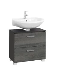 Meuble Sous Lavabo Bobbi 60cm 1 Porte Et 1 Tiroir à Fermeture Douce - Graphite/chêne Gris -Magasin De Meubles 088.1.2163 1b 79d2