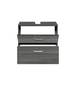 Meuble Sous Lavabo Bobbi 60cm 1 Porte Et 1 Tiroir à Fermeture Douce - Graphite/chêne Gris -Magasin De Meubles 088.1.2163 2 6074