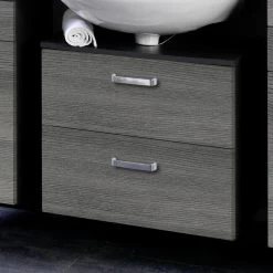 Meuble Sous Lavabo Bobbi 70cm 1 Porte Et 1 Tiroir - Graphite/chêne Gris