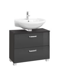 Meuble Sous Lavabo Bobbi 70cm 1 Porte Et 1 Tiroir - Graphite/gris Brillant -Magasin De Meubles 089.1.2161 1b f37b