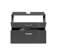 Meuble Sous Lavabo Bobbi 70cm 1 Porte Et 1 Tiroir - Graphite/gris Brillant -Magasin De Meubles 089.1.2161 2 5148