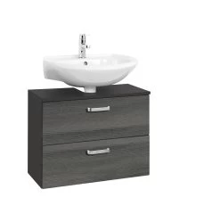 Meuble Sous Lavabo Bobbi 70cm 1 Porte Et 1 Tiroir - Graphite/chêne Gris -Magasin De Meubles 089.1.2163 1a 8425
