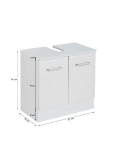 Meuble Sous Lavabo Ricca 60cm 2 Portes - Blanc/vert -Magasin De Meubles 090.2032 5 c3de