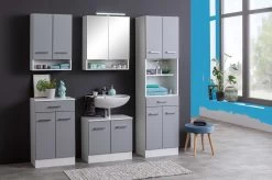 Meuble Sous Lavabo Ricca 60cm 2 Portes - Blanc/gris Clair -Magasin De Meubles 090.2034 3b 0d43