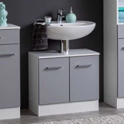 Meuble Sous Lavabo Ricca 60cm 2 Portes - Blanc/gris Clair