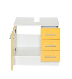 Meuble Sous Lavabo Ricca 60cm 1 Porte & 3 Tiroirs - Blanc/jaune -Magasin De Meubles 091.2033 2 b9c2