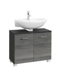 Meuble Sous Lavabo Bobbi 70cm 2 Portes - Graphite/chêne Gris -Magasin De Meubles 092.2163 1b 65da