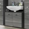 Meuble Sous Lavabo Bobbi 70cm 2 Portes - Graphite/chêne Gris