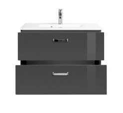 Meuble Vasque Bobbi 80cm Avec 2 Tiroirs Et Vasque Céramique - Graphite/gris Brillant 8 Meuble Vasque Bobbi 80cm Avec 2 Tiroirs Et Vasque Céramique - Graphite/gris Brillant -Magasin De Meubles 098.1.2161 2 335f