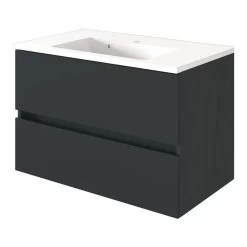 Meuble Lavabo Brama 80cm 2 Tiroirs - Graphite/gris Mat