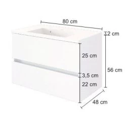 Meuble Lavabo Brama 80cm 2 Tiroirs - Graphite/gris Mat -Magasin De Meubles 098.1.316 1 688b