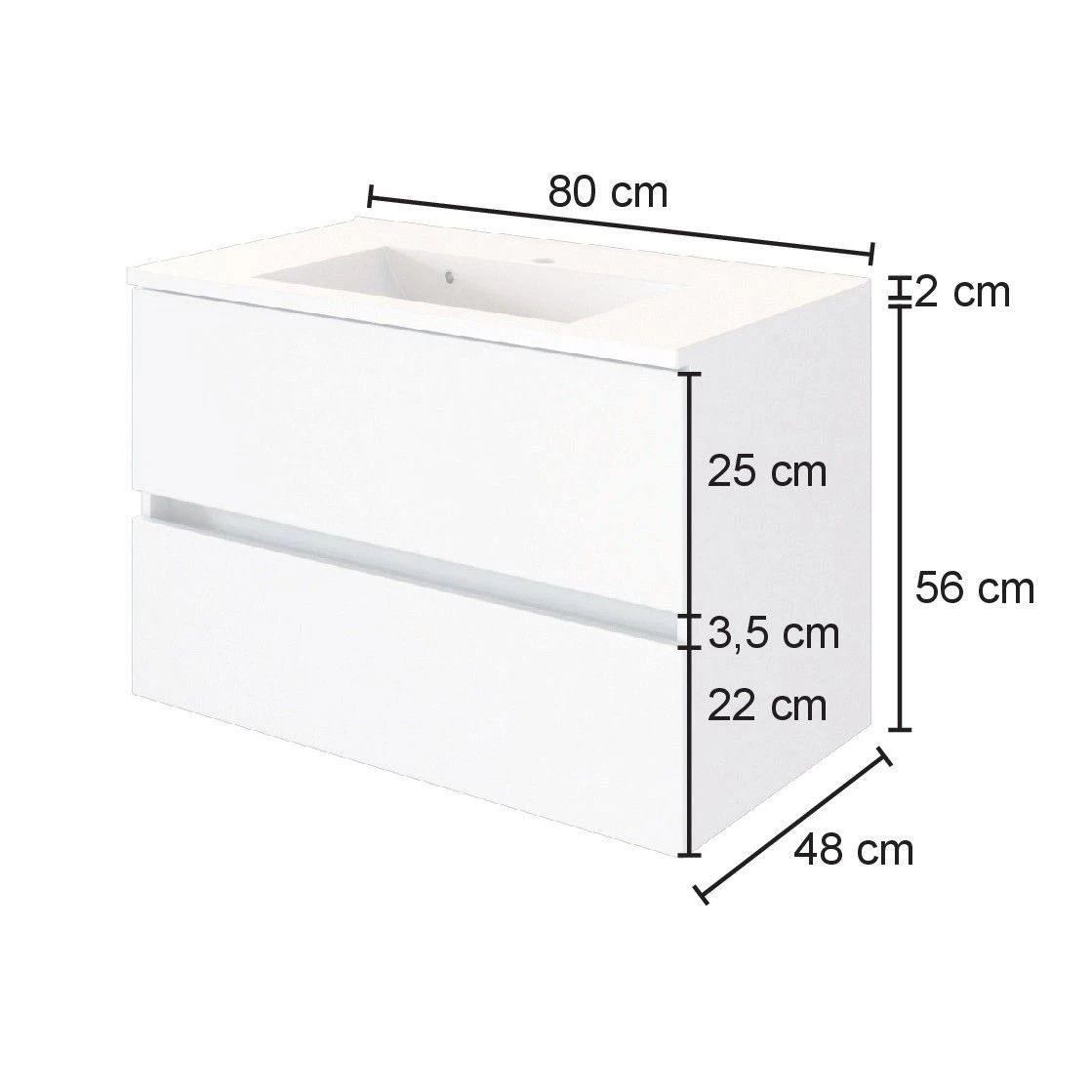 Meuble Vasque Luna 80cm 2 Tiroirs - Graphite/chêne 7 Meuble Vasque Luna 80cm 2 Tiroirs - Graphite/chêne – Image 7