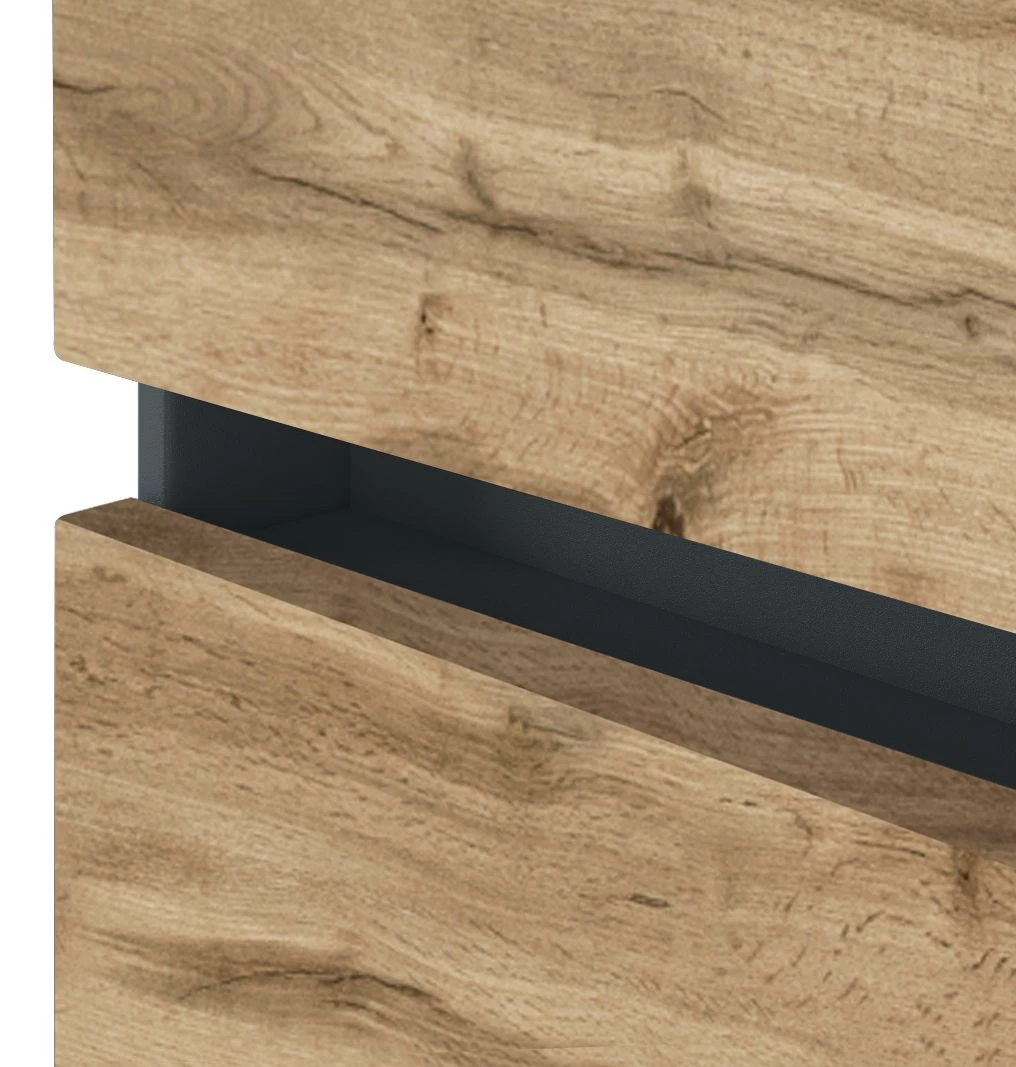 Meuble Vasque Luna 80cm 2 Tiroirs - Graphite/chêne 6 Meuble Vasque Luna 80cm 2 Tiroirs - Graphite/chêne – Image 6