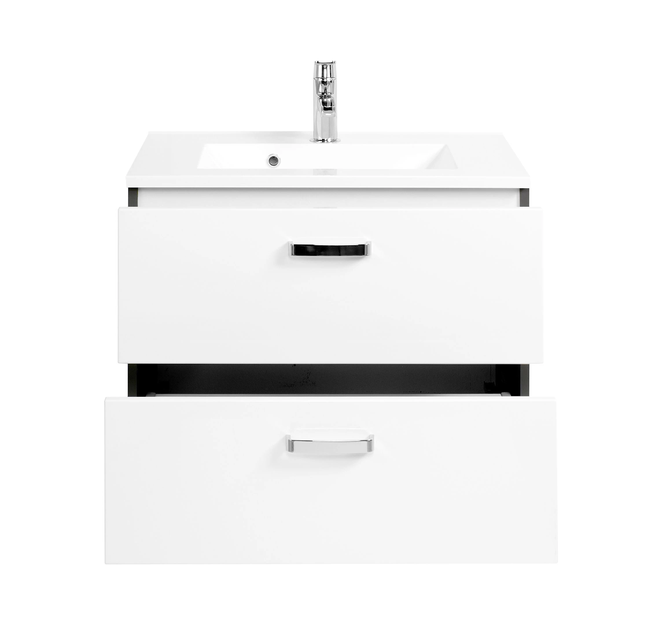 Meuble Vasque Bobbi 70cm 2 Tiroirs - Graphite/blanc Brillant 4 Meuble Vasque Bobbi 70cm 2 Tiroirs - Graphite/blanc Brillant – Image 4