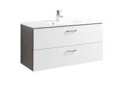 Meuble Vasque Bobbi 100cm 2 Tiroirs - Graphite/blanc Brillant -Magasin De Meubles 101.1.2134 1 68ac