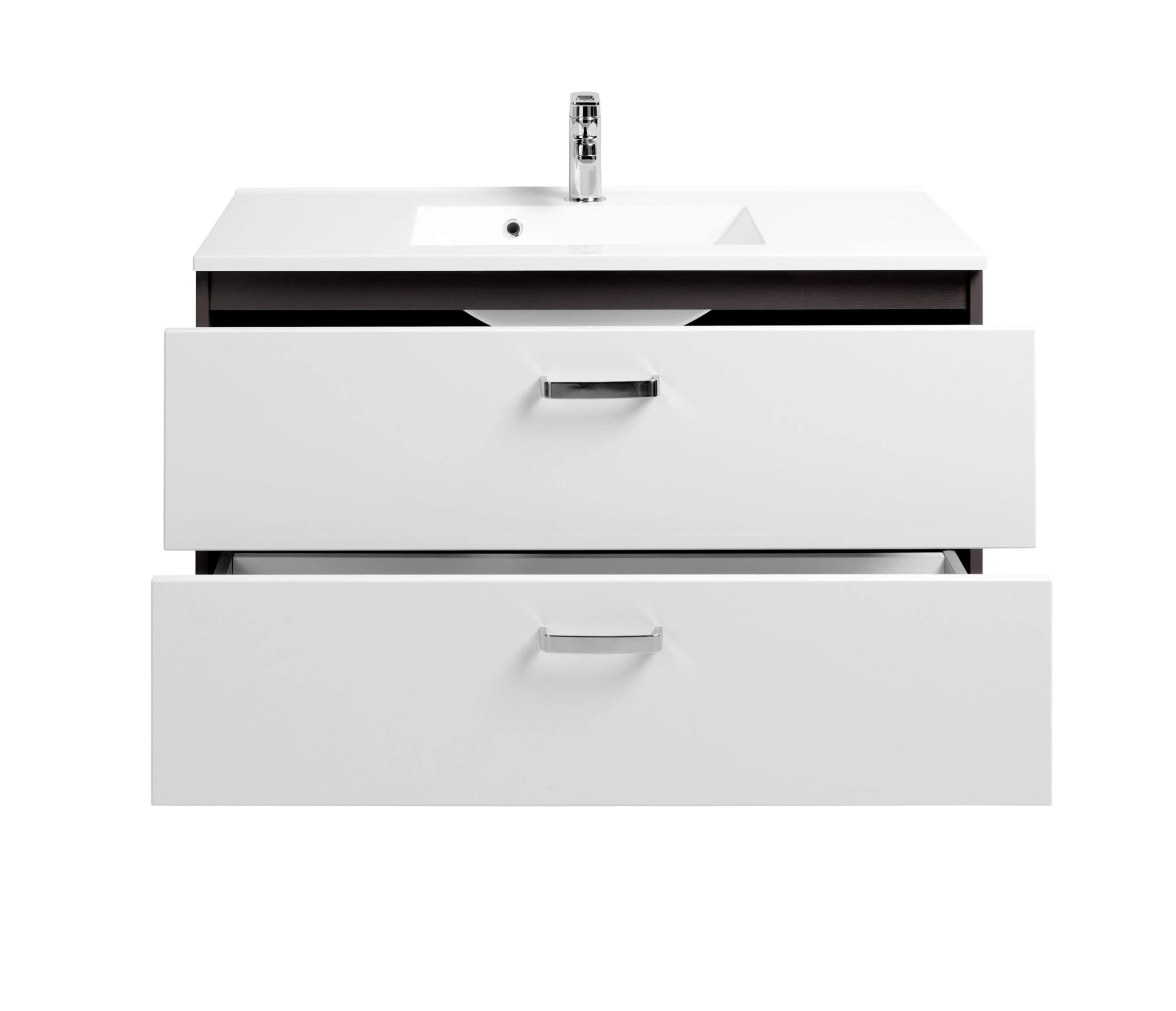 Meuble Vasque Bobbi 100cm Avec 2 Tiroirs Et Vasque Céramique - Graphite/blanc Brillant 6 Meuble Vasque Bobbi 100cm Avec 2 Tiroirs Et Vasque Céramique - Graphite/blanc Brillant – Image 6