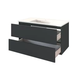 Meuble Lavabo Brama 100cm 2 Tiroirs - Graphite/gris Mat -Magasin De Meubles 101.1.3165 2 d9d2
