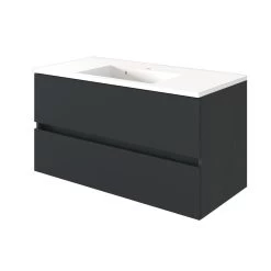 Meuble Lavabo Brama 100cm 2 Tiroirs - Graphite/gris Mat