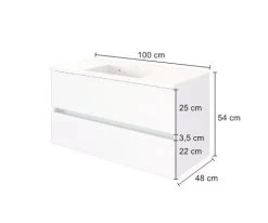 Meuble Lavabo Brama 100cm 2 Tiroirs - Graphite/gris Mat -Magasin De Meubles 101.1.316 1 9854