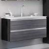 Meuble Lavabo Lotuk 100cm 2 Tiroirs - Chêne Gris