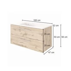Meuble Lavabo Sefa 100cm 2 Tiroirs - Chêne Wotan -Magasin De Meubles 101.1.3193 5 1 43db