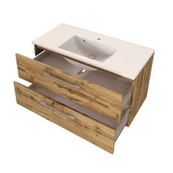 Meuble Lavabo Sefa 100cm 2 Tiroirs - Chêne Wotan -Magasin De Meubles 101.1.3194 2a 5c91