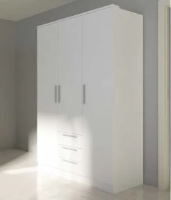 Armoire Ramos 120cm Avec 3 Portes & 3 Tiroirs - Blanc