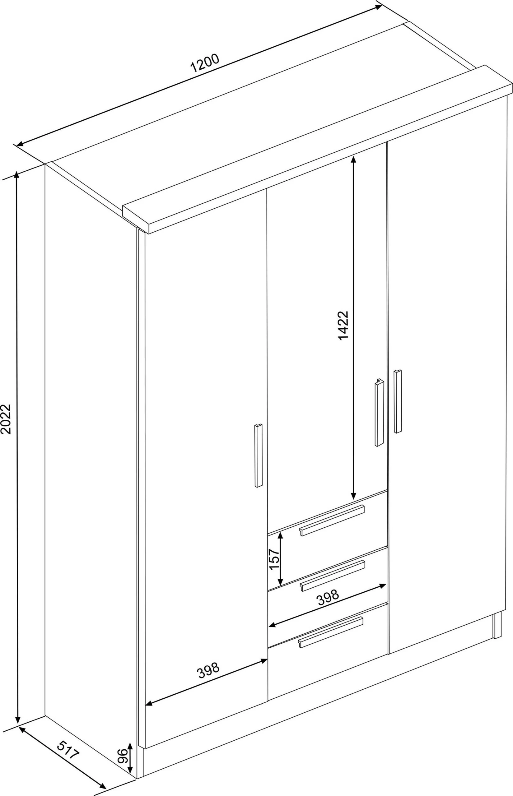 Armoire Ramos 120cm Avec 3 Portes & 3 Tiroirs - Blanc 2 Armoire Ramos 120cm Avec 3 Portes & 3 Tiroirs - Blanc – Image 2
