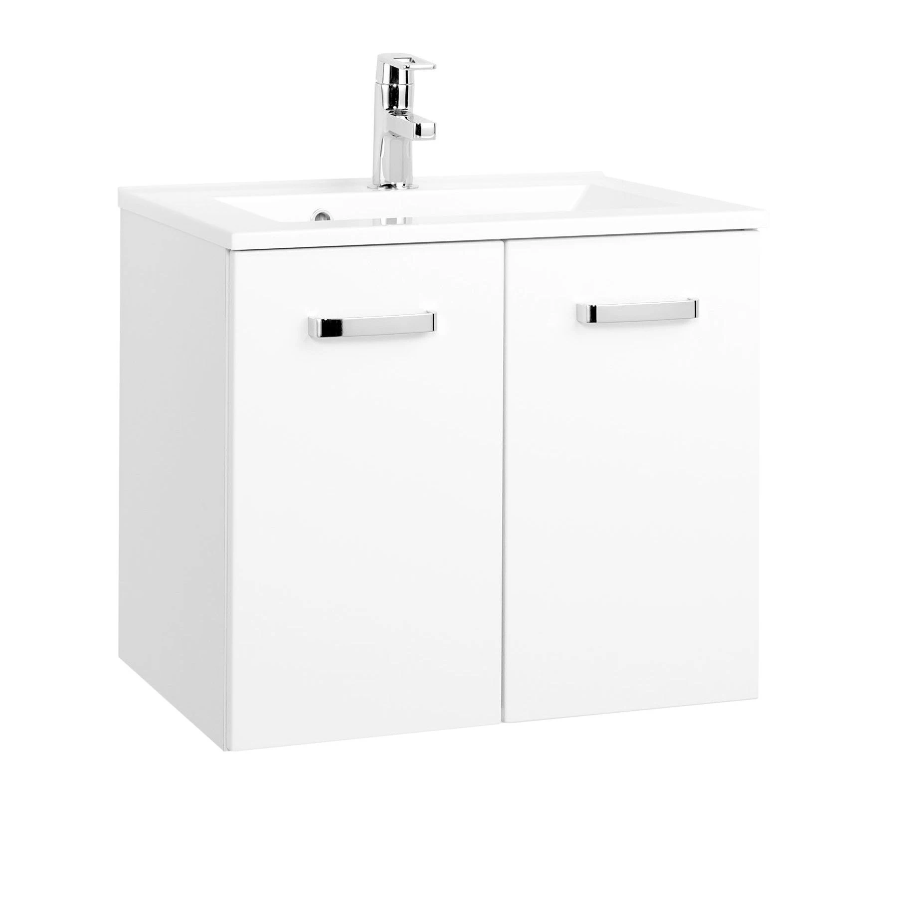 Meuble Vasque Bobbi 60cm Avec 2 Portes Et Vasque Céramique - Blanc 1 Meuble Vasque Bobbi 60cm Avec 2 Portes Et Vasque Céramique - Blanc