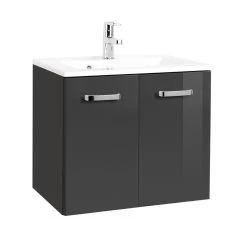 Meuble Vasque Bobbi 60cm 2 Portes - Graphite/gris Brillant