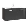 Meuble Vasque Bobbi 100cm 2 Portes - Graphite/gris Brillant
