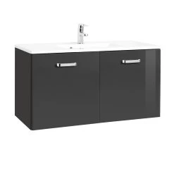 Meuble Vasque Bobbi 100cm 2 Portes - Graphite/gris Brillant
