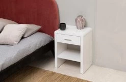 Table De Chevet Sova 45x35cm, 1 Tiroir - Blanc -Magasin De Meubles 12714207 167D 47D9 B214 17656125C5AD c43b