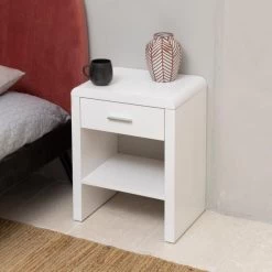 Table De Chevet Sova 45x35cm, 1 Tiroir - Blanc